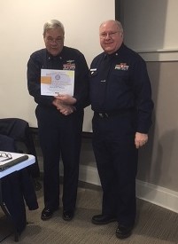 Darrell Gilman, F15 Flotilla Commander, receiving te Operational Service Award.