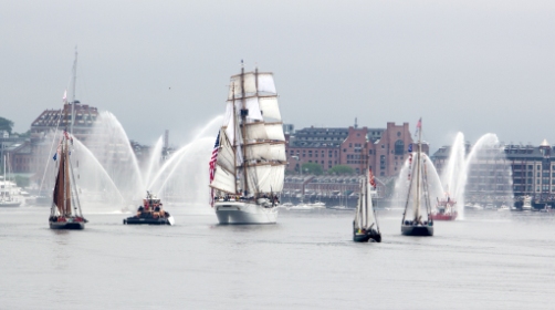 CG EAGLE welcomed to Boston Harbor