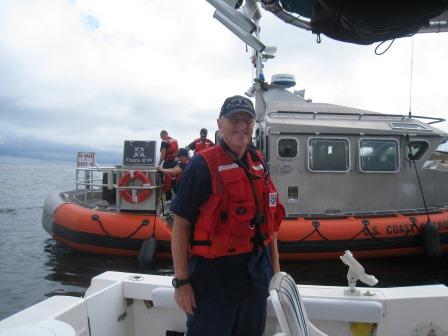 Bruce Brady on rescue boat