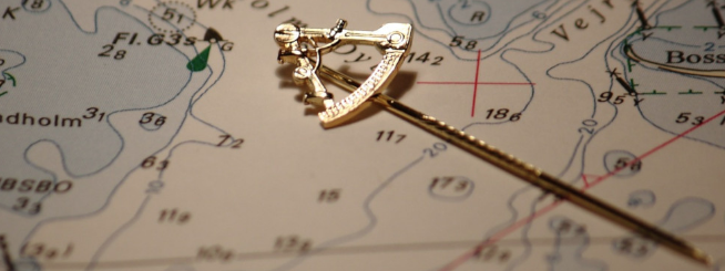Image of Chart and Ramsden Sextant Pin