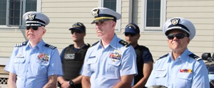 Shown above from left, CG Auxilarists in attendance were Coast Guard Auxiliary Division 12 Commander Warren Huff and Thomas Mann, FSO-MS, Flotilla 12-2. Between them is Active CG Chief Warrant Officer Troy Lundgren, MSD Lewes. Not shown is Auxiliarist photographer John L. Ballantyne, Flotilla 12-09 FSO-CS. Held at the DNREC Facility in Lewe