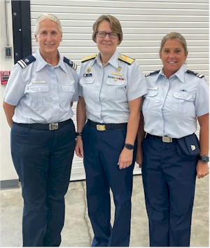 Vice Commandant Admiral Linda Fagan with Helen Andrews and Sue Hamann