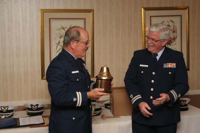  Flotilla Commander Paul Morin presenting to Immediate Past Flotilla Commander John Galleazzi his thank you memento for two years of service