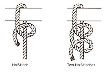 Shows how to tie a half hitch