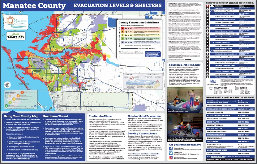 Before storm season obtain a map from Manatee or Sarasota counties to learn if your home is in a flood zone