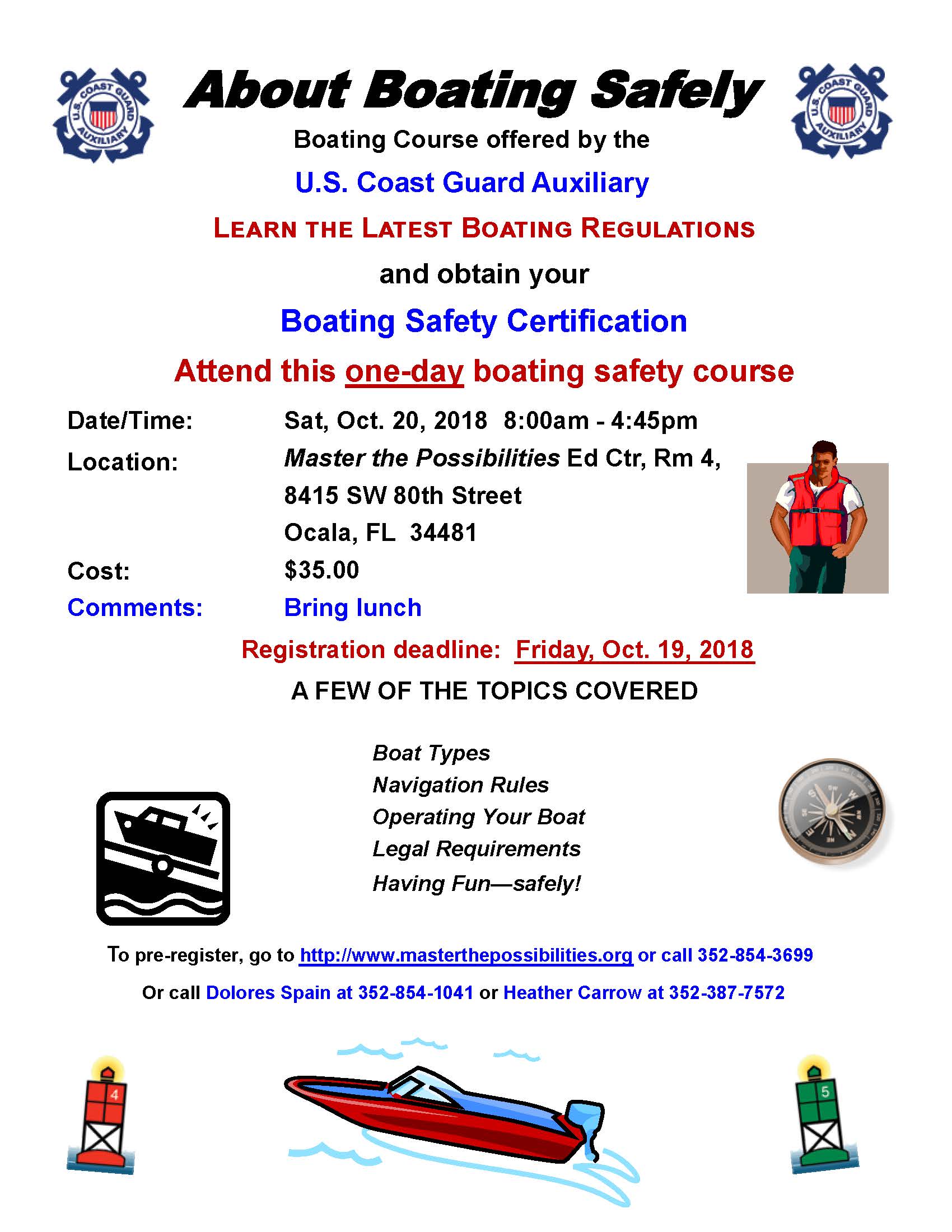 Flyer About Boating Safely Course