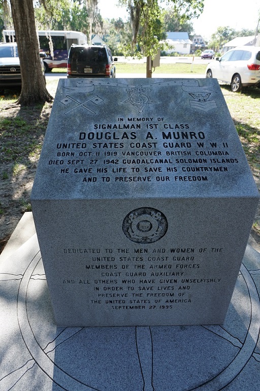 USCG Douglas Munro monument in Crystal River