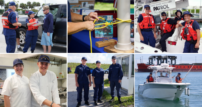 Photo collage of Flotilla 17-6 members at work.