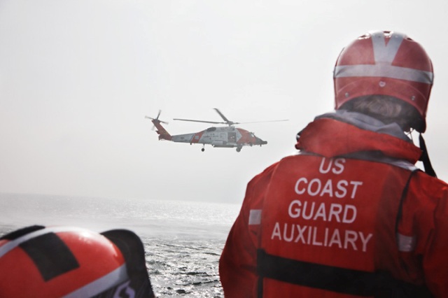 US Coast Guard helicopter at sea