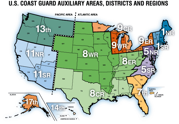 USCG AUX Districts and Regions