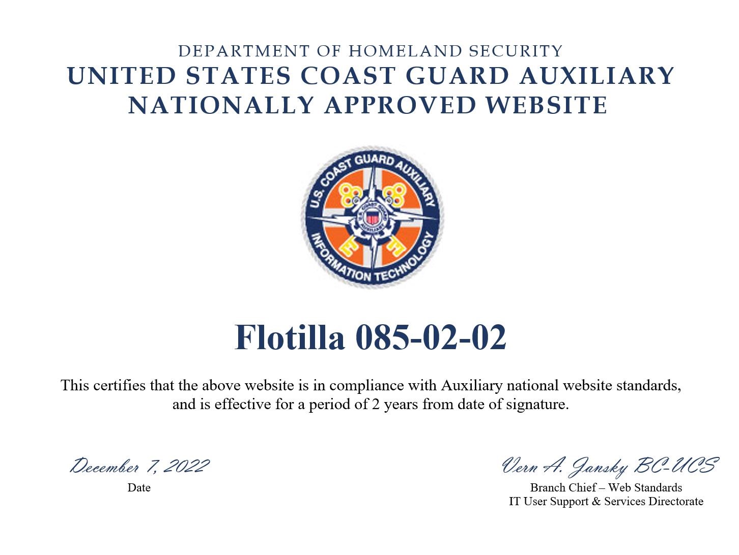 Website compliance certificate