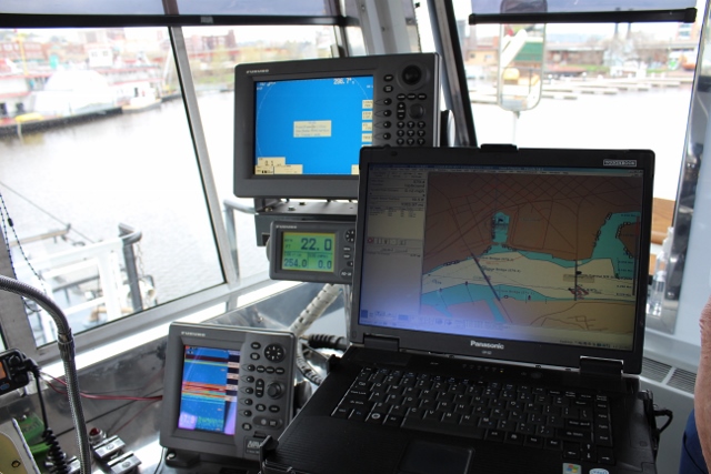 On the bridge of Wyaconda Bouy Tender