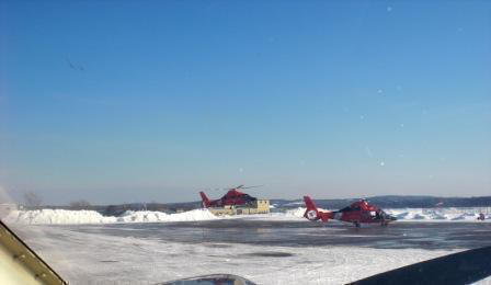 Two Coast Guard Helicopters on the ice 