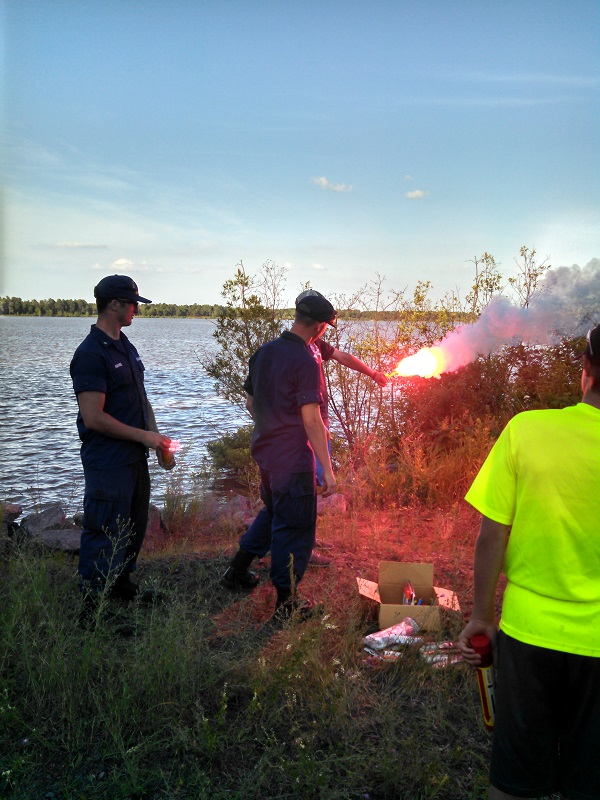 Shooting off flares with Power Squadron and Coast Guard