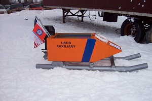 Photo of a Auxiliary built cardboard sled