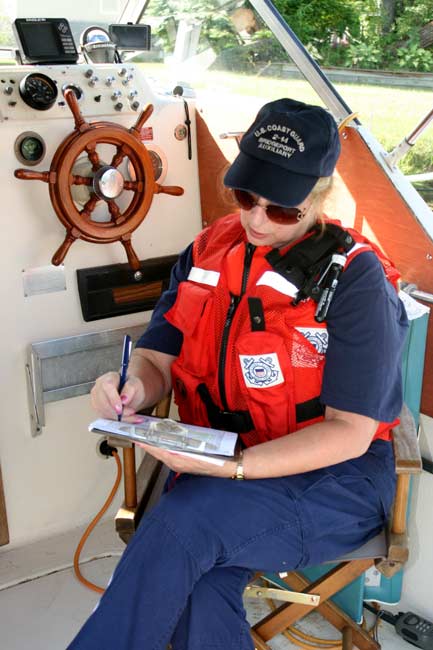 Pre-underway check list with Coxswain Linda Oltz
