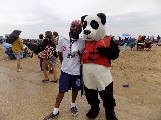 panda with guy in flag bandana
