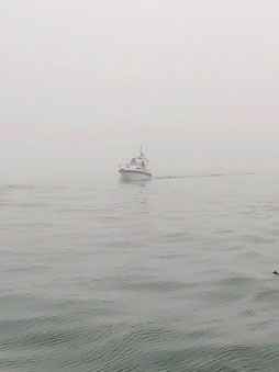 Navigating through fog Monterey Bay marine patrol