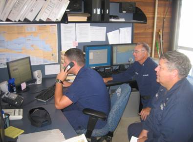 USCG Auxliiary Members staff a communications site