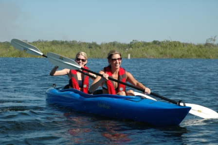 two women in a kayak