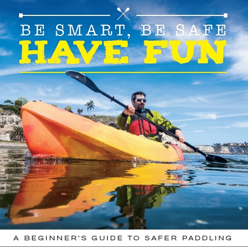 Front picture of Safety Paddling Brochure showing man paddling a  kayak.