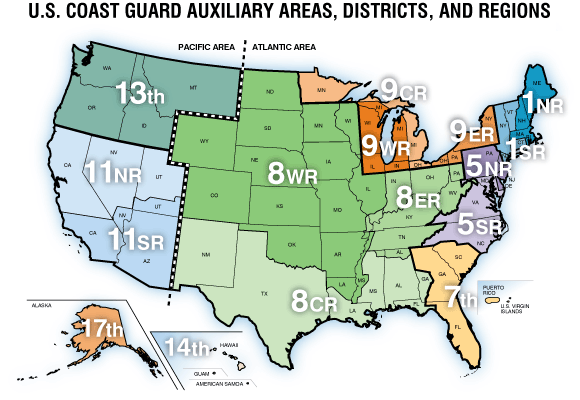 US Coast Guard Auxiliary geographical map