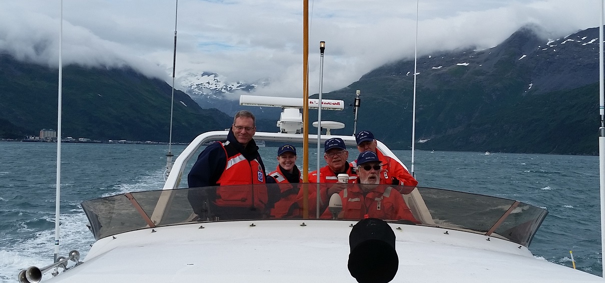 Whittier Flotilla boat crew out on the water in Prince William Sound