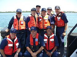 USCG Auxiliary Members Posed for a picture aboard the Marlin