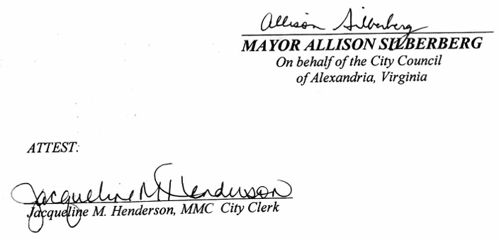 Mayor Signature and Attest