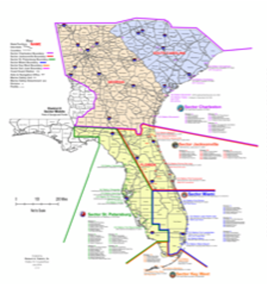 This is a map of District 7 of the Coast Guard.  