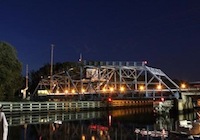 Picture of the Socastee Swing Bridge at night.