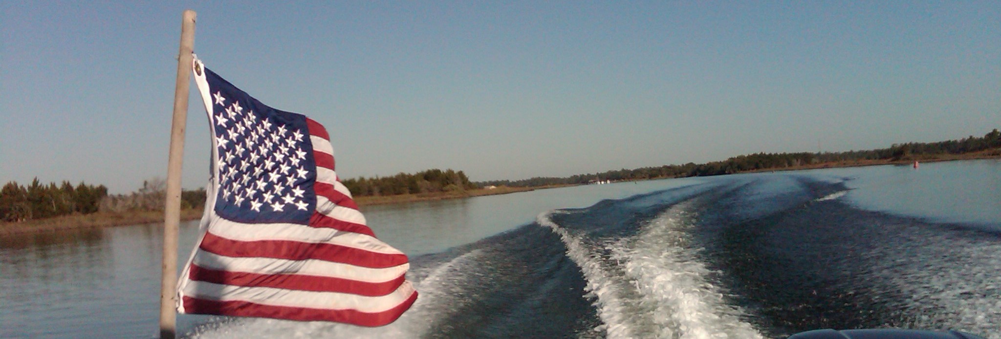 Banner image, US flag and river