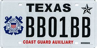 USCG AUX TX License Plate