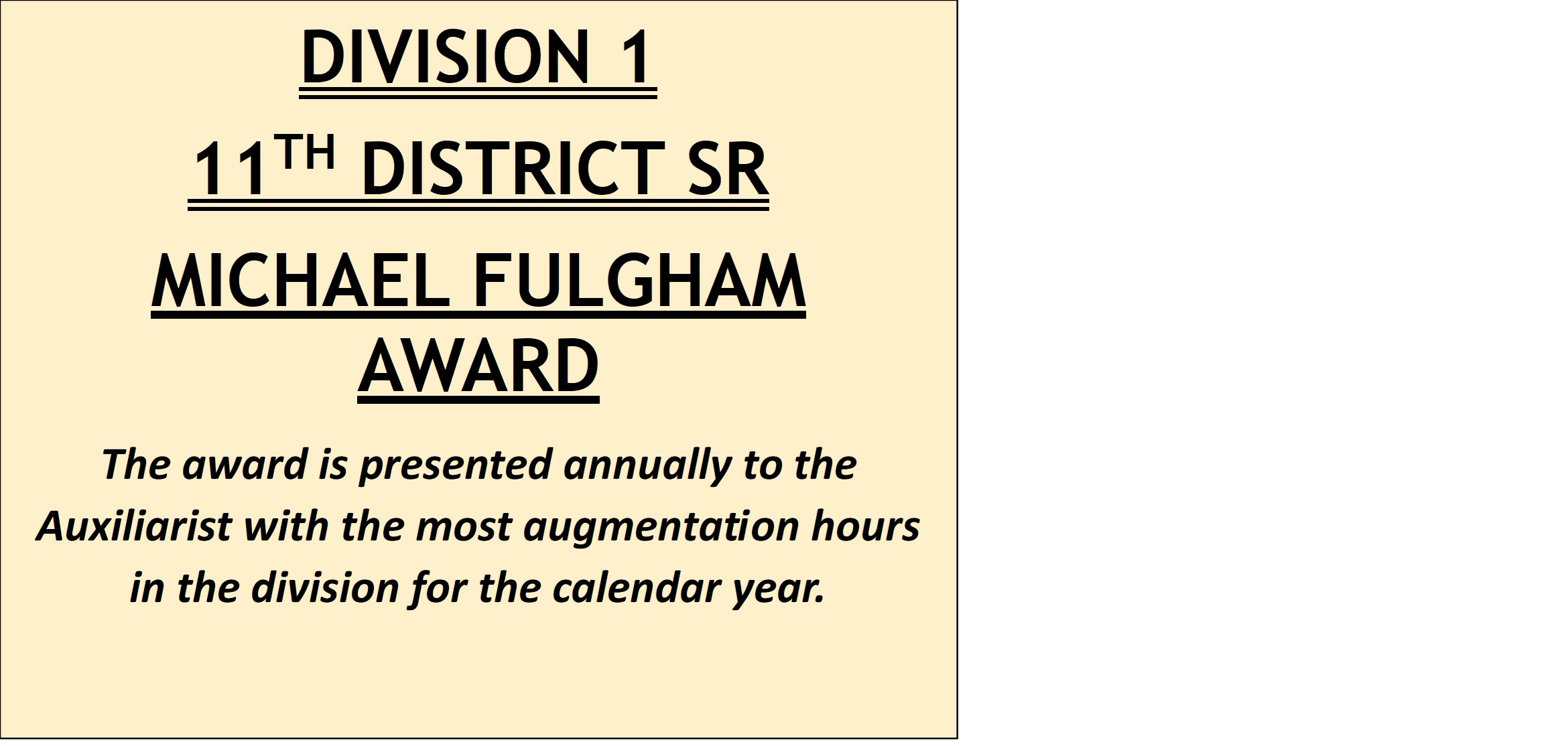 Michael Fulgham "Bell" award