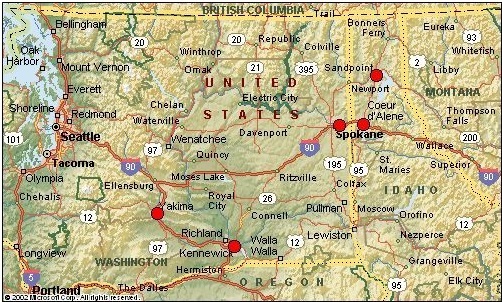 Map of Washington showing Div-8 Flotilla locations