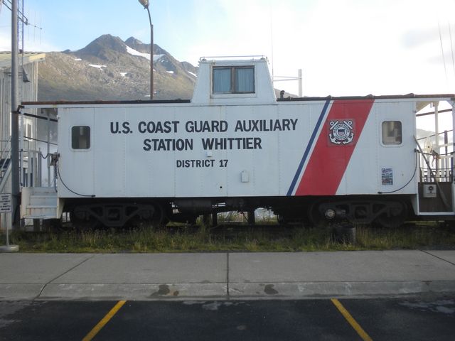Alaska Railroad Caboose painted as US Coast Guard Station Whittier