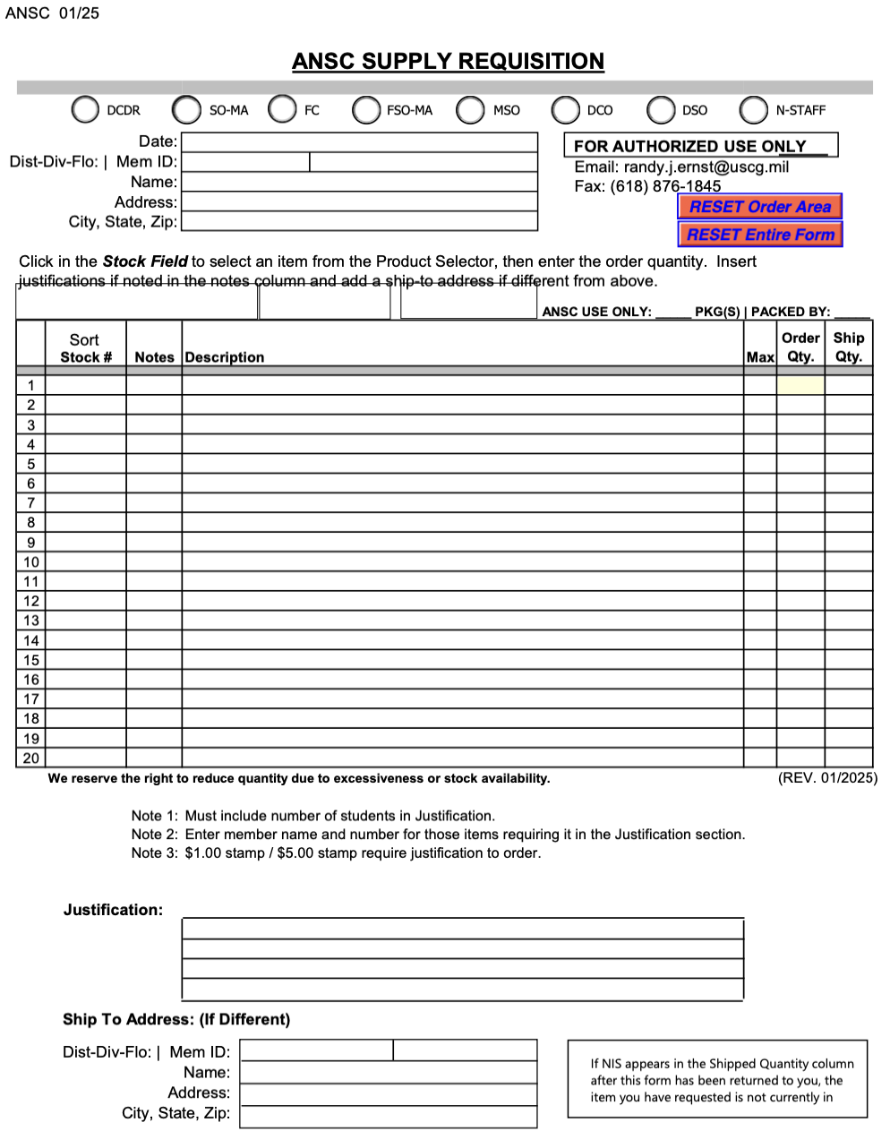 ANSC Form